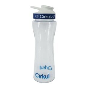 Cirkul Clear Plastic Water Bottle 22oz with White Blue Comfort Grip Lid Logo
